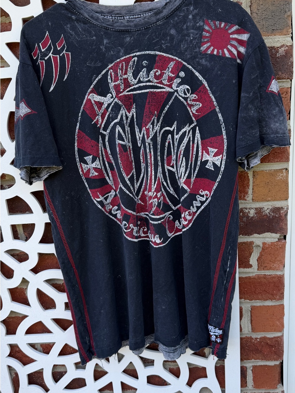 Affliction American Customs x Chica Custom Cycles graphic T-shirt in washed blac